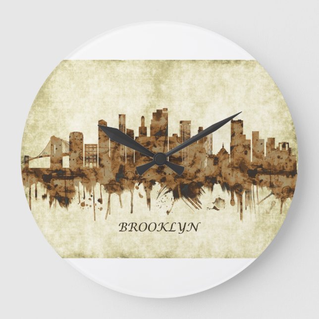 Brooklyn New York Cityscape Large Clock (Front)