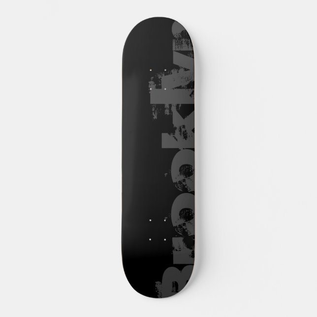 Brooklyn - New York, Cool, Urban, Black And White Skateboard (Front)