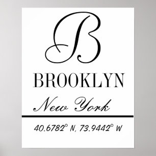 Brooklyn New York Coordinates Poster