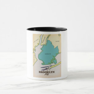 Brooklyn New York Map Giant Coffee Mug