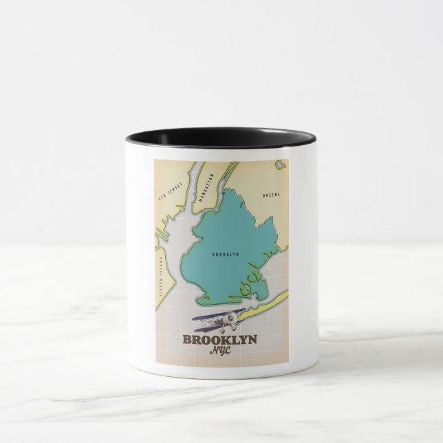 Brooklyn New York Map Giant Coffee Mug (Center)
