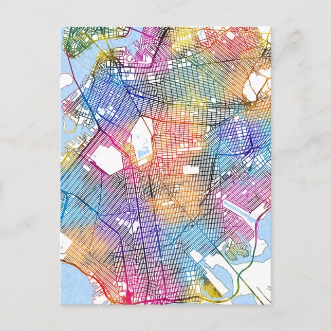 Brooklyn New York Map Postcard (Front)