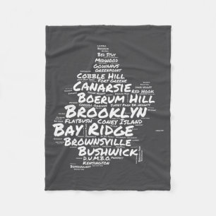 Brooklyn New York Neighborhoods Word Cloud Brookly Fleece Blanket