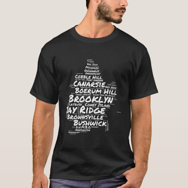 Brooklyn New York Neighbourhoods Word Cloud Brookl T-Shirt (Front)