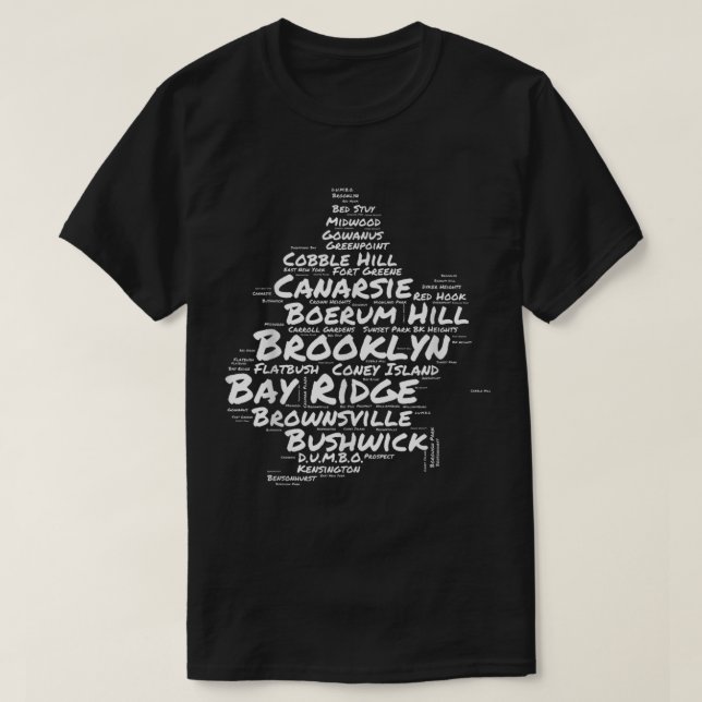 Brooklyn New York Neighbourhoods Word Cloud Brookl T-Shirt (Design Front)