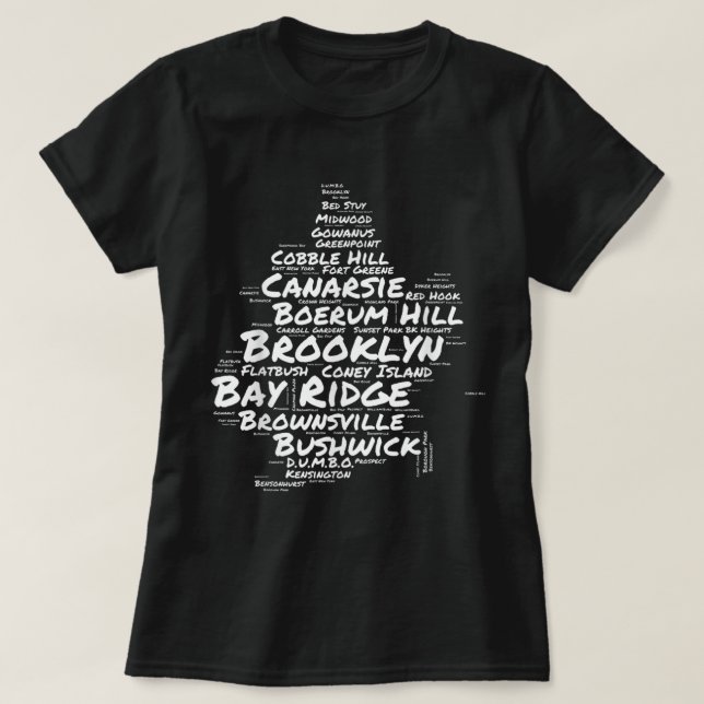 Brooklyn New York Neighbourhoods Word Cloud Brookl T-Shirt (Design Front)