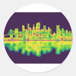 Brooklyn New York Skyline Classic Round Sticker