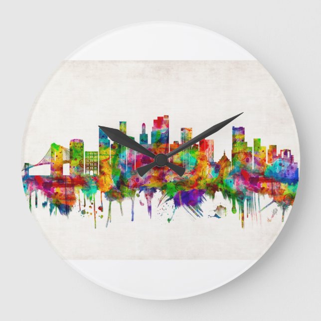 Brooklyn New York Skyline Large Clock (Front)