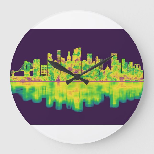Brooklyn New York Skyline Large Clock (Front)
