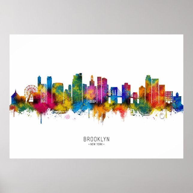 Brooklyn New York Skyline Poster (Front)