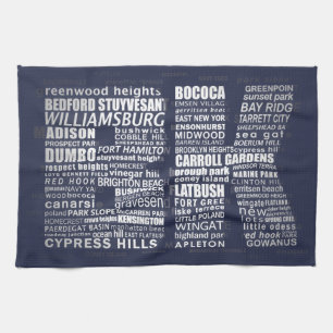 Brooklyn New York Typography Calligram Tea Towel