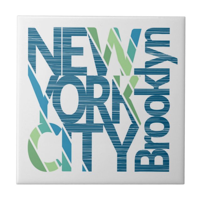 Brooklyn New York Typography Ceramic Tile (Front)