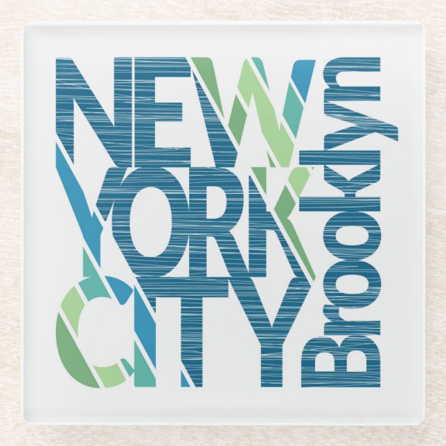 Brooklyn New York Typography Glass Coaster (Front)