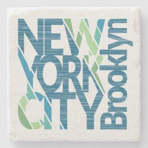 Brooklyn New York Typography Stone Coaster