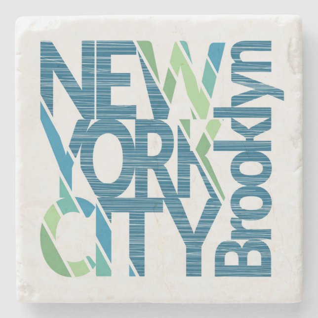 Brooklyn New York Typography Stone Coaster (Front)