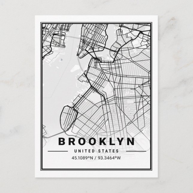 Brooklyn New York US United States Travel City Map Postcard (Front)
