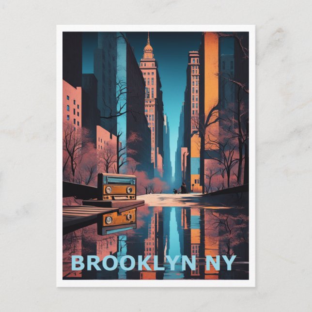 Brooklyn NY Colourful Graphic Art Design  Postcard (Front)