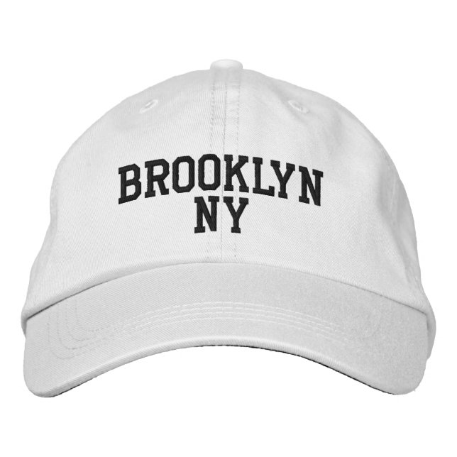BROOKLYN NY Simple Black on White Embroidered Hat (Front)