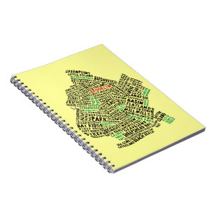 Brooklyn NY Typographic Map Notebook