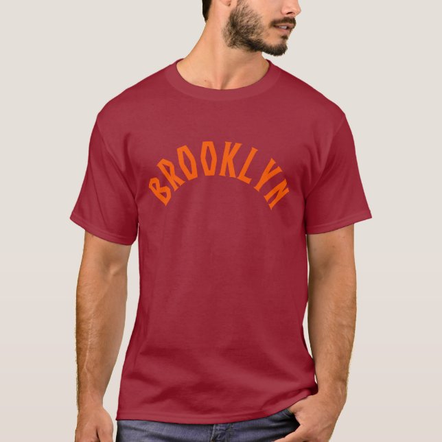 Brooklyn NYC Old School Text shirt - orange (Front)