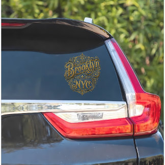 Brooklyn NYC Ornate Gold Filigree Typography Art