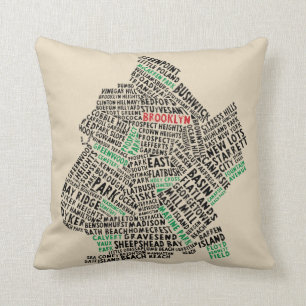 Brooklyn NYC Typography Map Cushion