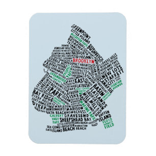 Brooklyn NYC Typography Map Magnet