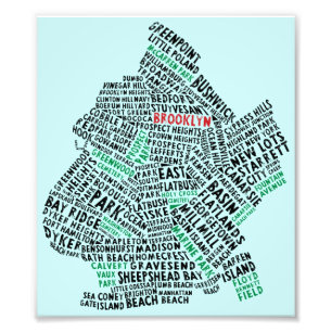 Brooklyn NYC Typography Map Photo Print