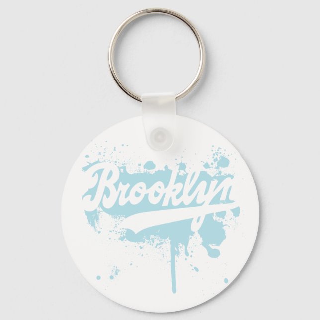 Brooklyn Painted Blue Keychain (Front)