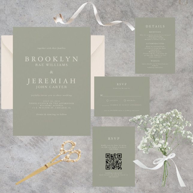 BROOKLYN Sage Modern Wedding Invitation (Creator Uploaded)