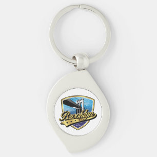  Brooklyn Shield and Swoosh Design Key Ring