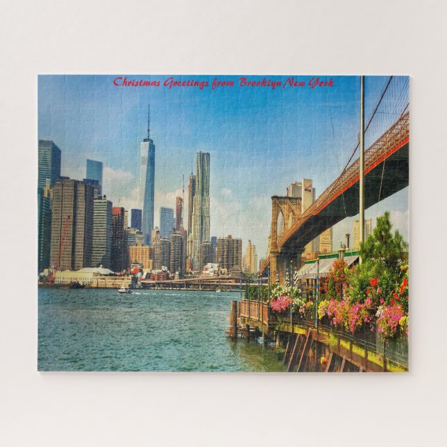 Brooklyn Skyline.Christmas Greetings Jigsaw Puzzle (Horizontal)