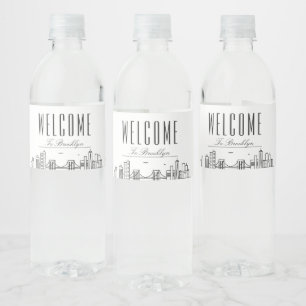 Brooklyn Skyline Welcome Message Water Bottle Label