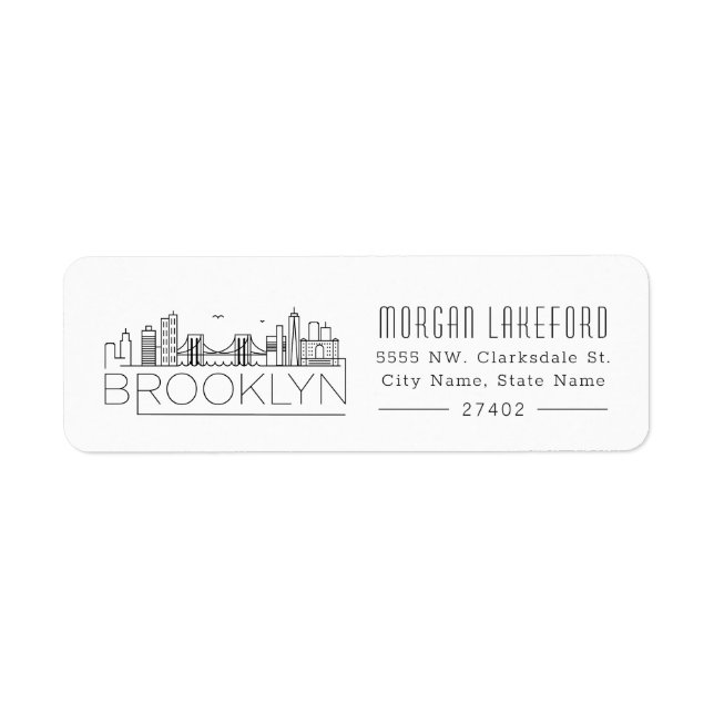 Brooklyn Stylised Skyline | Return Address Label (Front)