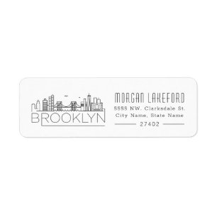 Brooklyn Stylized Skyline Return Address Label