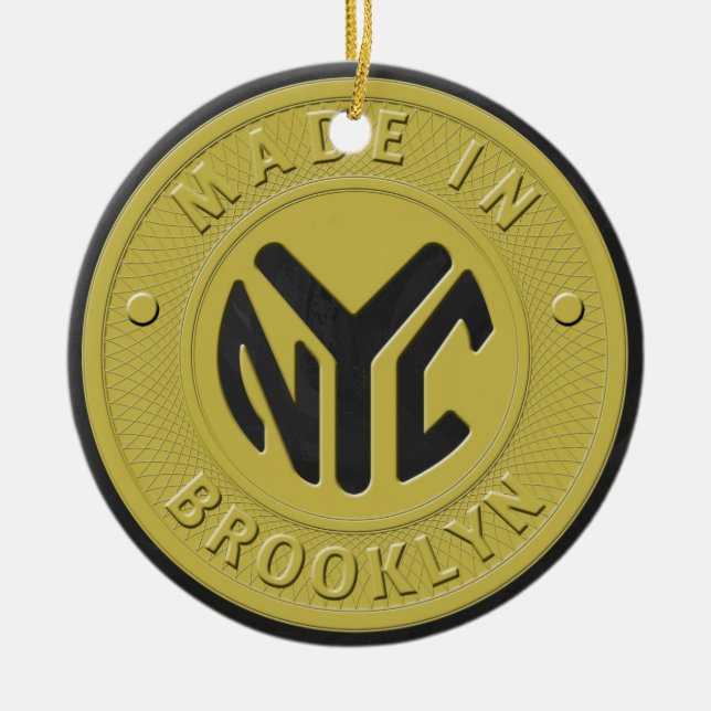 Brooklyn Subway Token Ceramic Ornament (Front)