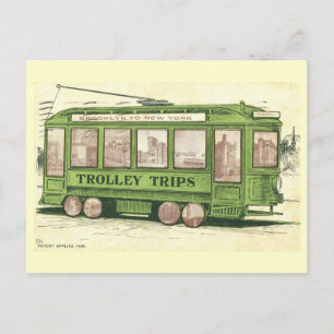Brooklyn to New York Trolley Trips Vintage Postcard