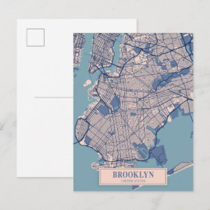 Brooklyn United States Breezy City Map Travel Postcard