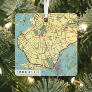 Brooklyn Vintage Map Metal Tree Decoration