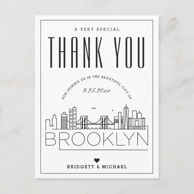 Brooklyn Wedding | Thanks for Coming! Postcard (Front)
