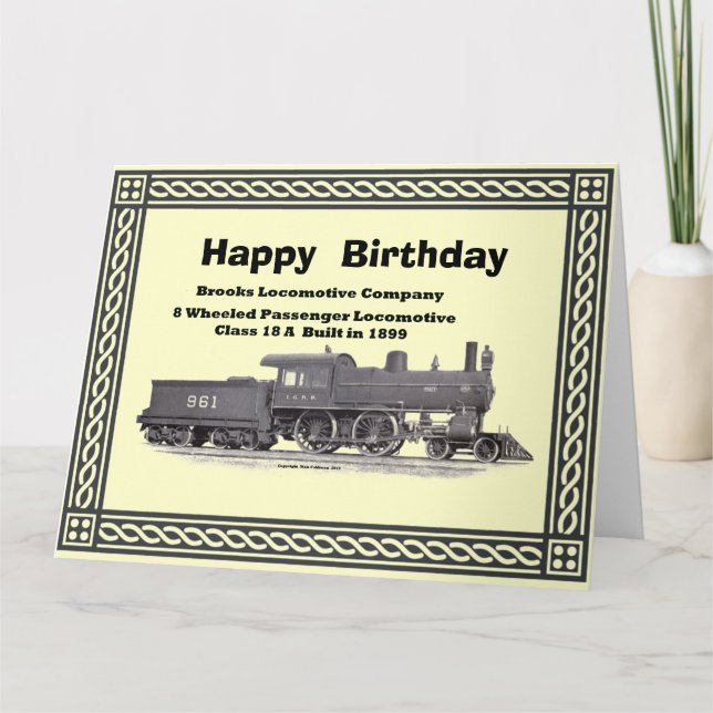 Brooks Locomotive Works #961 Birthday Card (Front)