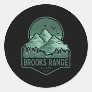 Brooks Range Mountains Alaska Hiking Outdoors Vint Classic Round Sticker