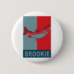 BrookTrout Iconised freshwater fish species 6 Cm Round Badge