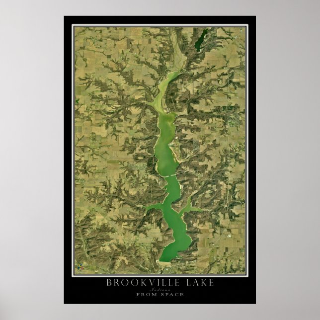 Brookville Lake Indiana Satellite Image Poster (Front)