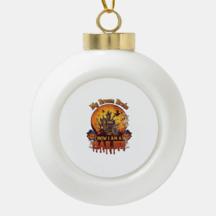 Broom Broke Bailiff Halloween Ghost Court Pumpkins Ceramic Ball Christmas Ornament