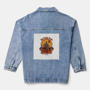 Broom Broke Bailiff Halloween Ghost Court Pumpkins Denim Jacket