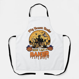 Broom Broke Baker Halloween Witch Chef Pumpkin_1 Apron