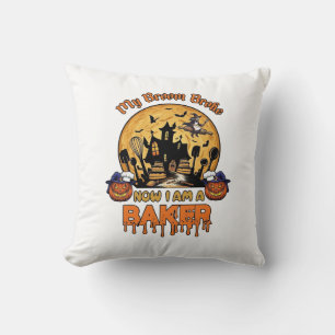 Broom Broke Baker Halloween Witch Chef Pumpkin_1 Cushion