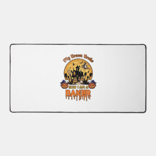 Broom Broke Baker Halloween Witch Chef Pumpkin_1 Desk Mat