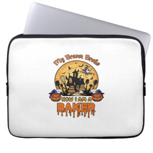 Broom Broke Baker Halloween Witch Chef Pumpkin_1 Laptop Sleeve